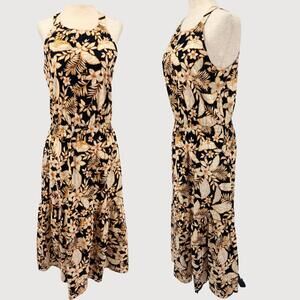 Veronica M Tropical Floral Halter Maxi Dress S